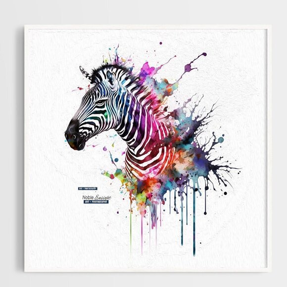 8x8 Zebra Fantasy Wall Art‎ Watercolor Oil Painting Print - Picture 2 of 6